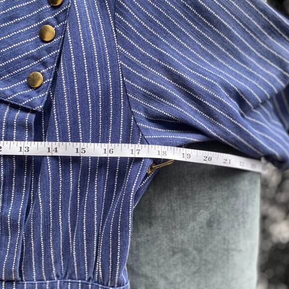 Lauren Moffatt Denim Mini Dress, Blue Striped, Size 6 - Picture 6 of 8